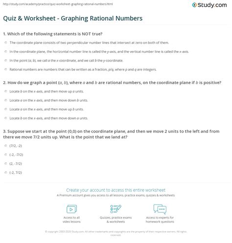 Graphing Rational Numbers Worksheet