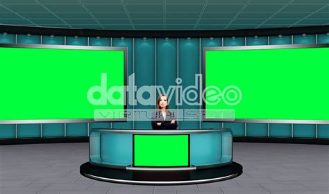 News 022 Tv Studio Set Virtual Green Screen Background Psd