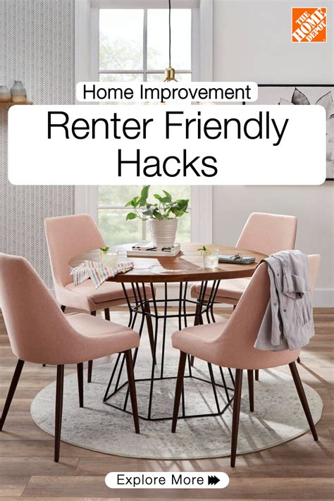 A Round Dining Table With Pink Chairs And The Words Home Improvement