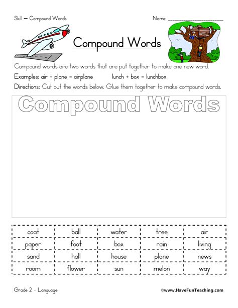 Compound Words Cutting Worksheet • Have Fun Teaching