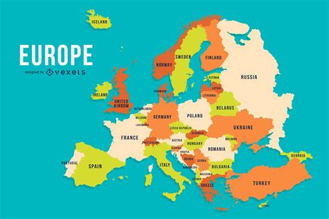 Europa Farbige Landkarte Design Vektor Download