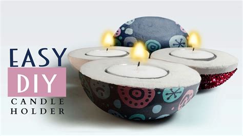 How To Make These Cute Air Dry Clay Candle Holders Youtube