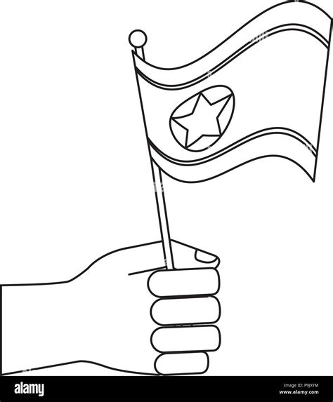Hand Holding A North Korea Flag Over White Background Vector