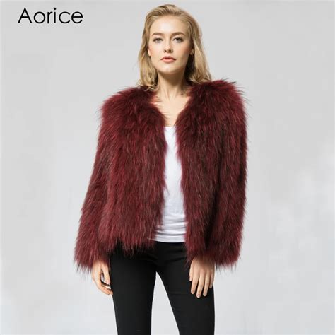 cr041 knit knitted 100 real raccoon fur coat jacket overcoat women s fashion winter warm