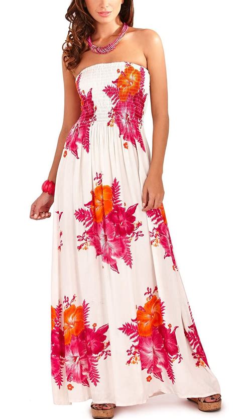 New Ladies Bandeau Floral Tropical Print Maxi Dress Party
