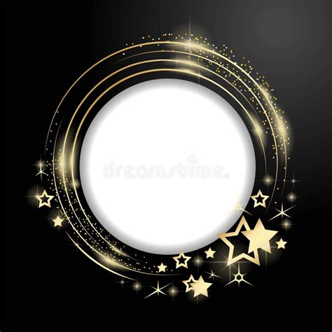Round Frame With Gold Stars And Glitter Vector Illustration Stock