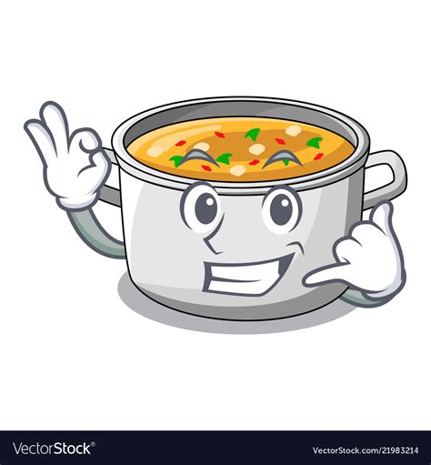 Call Me Cartoon Homemade Stew Soup In The Pot Vector Image