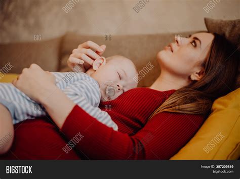 Baby Sleeps On Mother Image And Photo Free Trial Bigstock