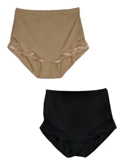 Rhonda Shear Panties Sz Xl 2 Pack Lace Trim Full Coverage Brief Black