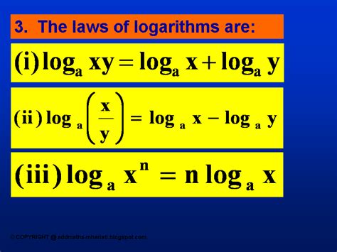 Additional Mathematics Laws Of Logarithms