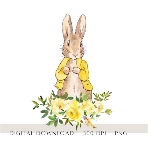 Peter Rabbit Spring Easter Clipart, Peter Rabbit Floral Watercolours