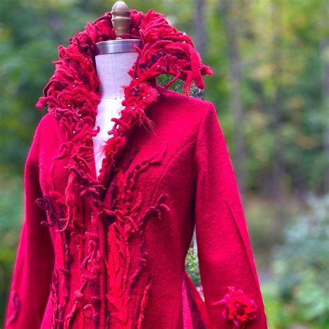 Long Winter Red Sweater Coat Fantasy Boho Refashioned Goddess Etsy