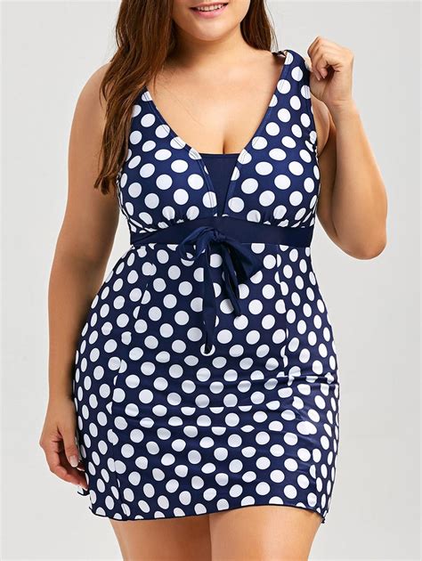 Polka Dot Skirted Plus Size Swimsuit DEEP BLUE XL Plus Size Bikini Bottoms Women S Plus Size