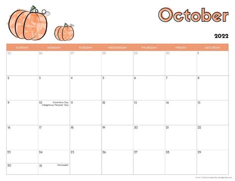 An October Calendar With Two Pumpkins On The Front And One In The Back