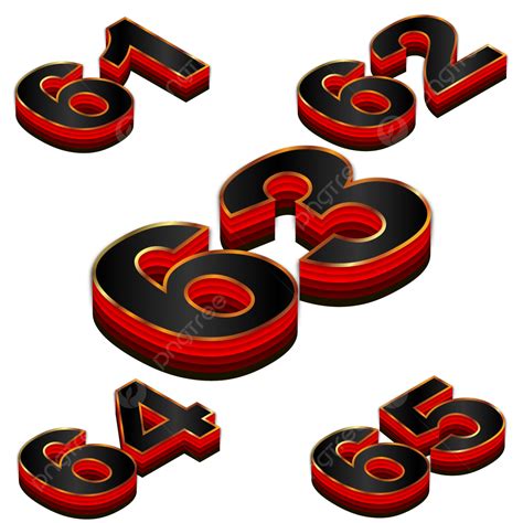 Número Isométrico 3d 61 65 Png Número Alfabeto Diseño Png Y Vector