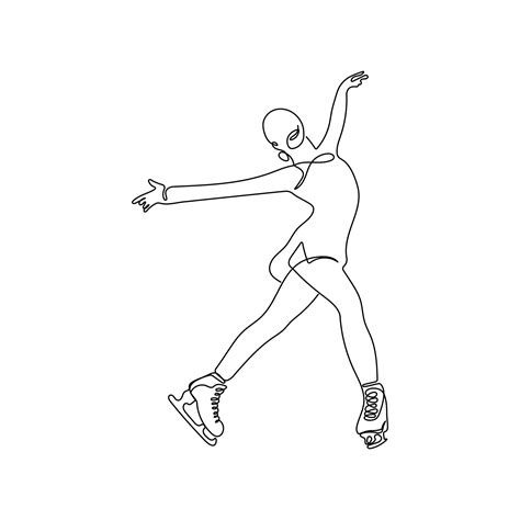 Ice Skating Figure Skater In One Continuous Line Drawing Style A