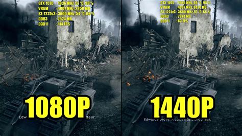 1920x1080 Vs 2560x1440 Battlefield 1 Gtx 1070 Youtube