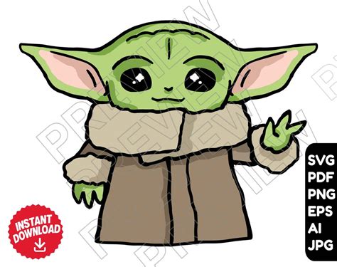 Baby Yoda Svg Clipart Vector File Digital Download Etsy