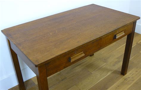 Good Vintage British 1930s Two Drawer Oak Desk