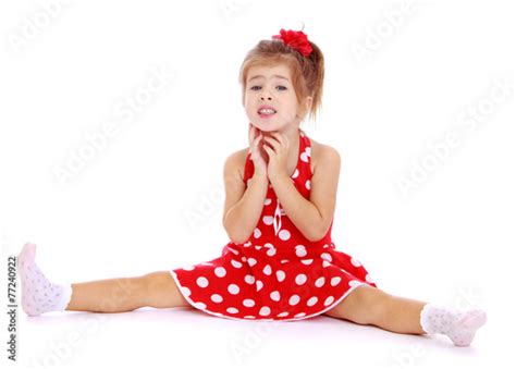 Beautiful Little Girl Sitting Legs Spread Wide Stock Photo And