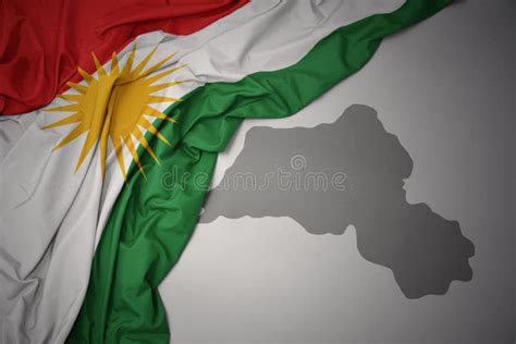 Waving Colorful National Flag And Map Of Kurdistan Stock Image Image