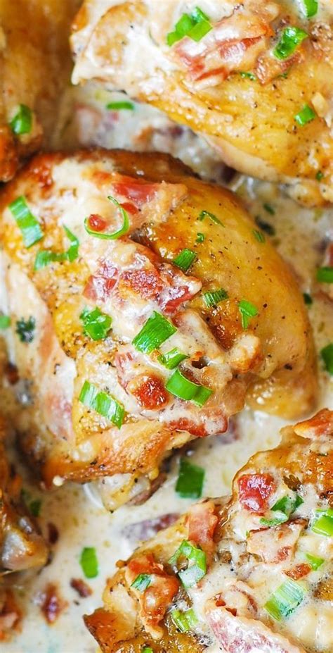 This pan fried chicken is so delicious and this pan fried chicken is so delicious and simpler (and healthier) than deep frying. Pan-fried chicken thighs in a creamy bacon sauce with a touch of lemon! Quick and easy recipe ...