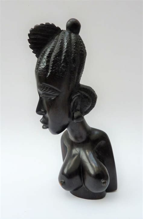 Hand Carved Ebony Bust African Woman African Wood Carved Art La Vitrine De Caroline