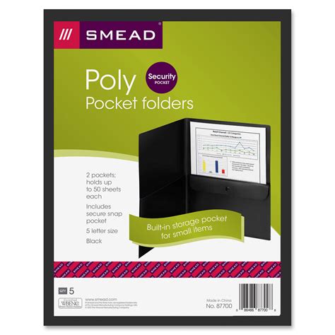 Smead Frame View Poly Two Pocket Folder 87705 5 Per Pack Ld Products