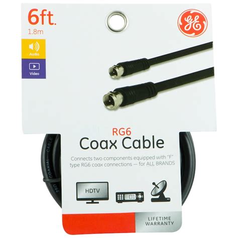 Ge Double Shield 6 Ft Rg6 Black Coaxial Cable By The Foot At