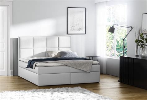 Amazon de milo 160 cm breit doppelbett bett bettgestell ohne. Boxspringbett Bett MEDIANO Kunstleder Weiss 160x200cm inkl ...