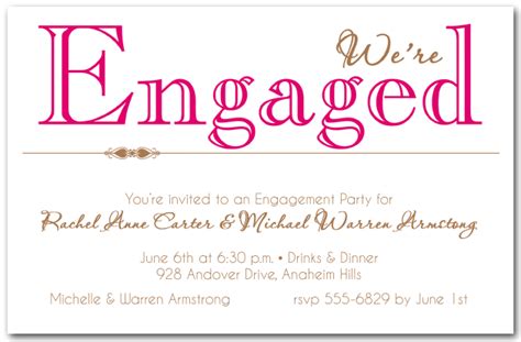 Hot Pink Were Engaged Party Invitations