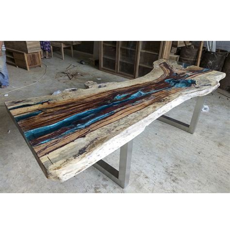 Live edge walnut dining table with flat iron legs, walnut natural edge look. Live Edge Resin Wood Dining Table - One of a kind! (Table 1 of 2)