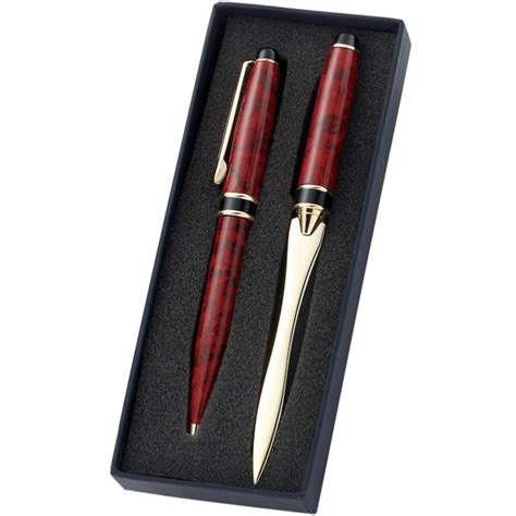 Engraved Pen Set Personalized Red Marble Brass Pen T Set Etsy