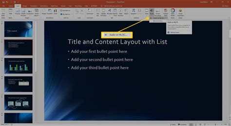 Edit Music Sound Or Other Audio Settings In Powerpoint