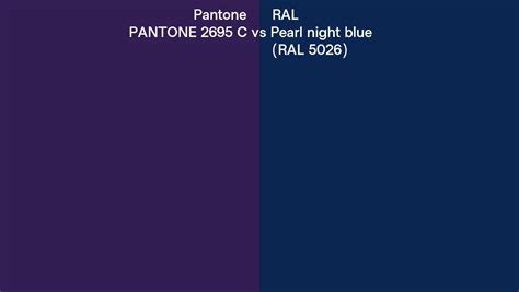 Pantone 2695 C Vs Ral Pearl Night Blue Ral 5026 Side By Side Comparison