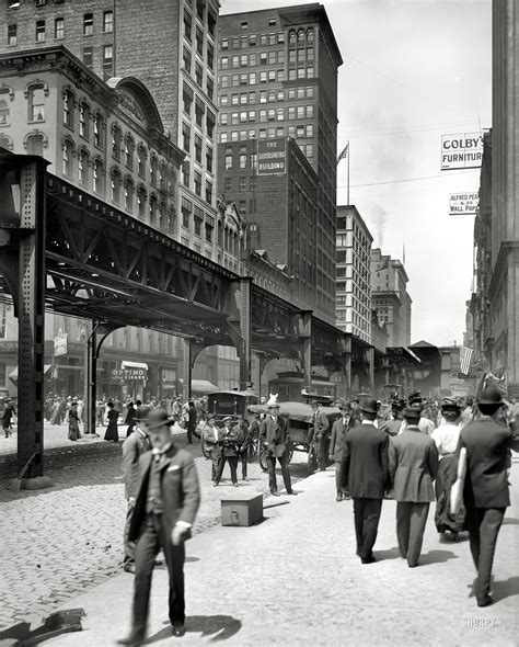 Chicago Illinois Circa 1907 Wabash Avenue And Elevated Tracks