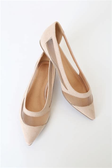 Cute Nude Flats Pointed Toe Flats Vegan Suede Flats Shoes Lulus