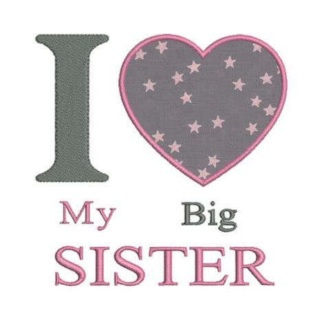 Instant Download I Love My Big Sister Heart Embroidery Design Etsy
