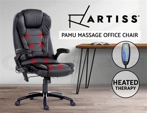 artiss massage gaming office chair 8 point heated chairs computer seat black 9350062110720 ebay