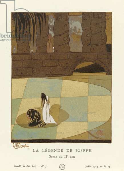 La Légende De Joseph Scène Du Iième Acte From La Gazette Du Bon Ton Pub 1914 Pochoir Print