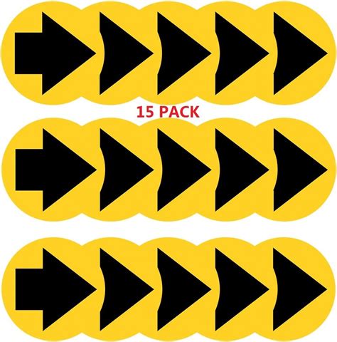 15 Pack Arrow Directional Floor Stickers 12 Inch30 Cm Round Self
