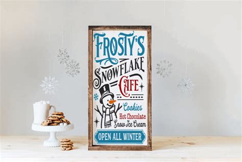 Frostys Snowflake Cafe Wood Framed Modern Farmhouse Christmas Etsy