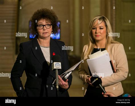 sinn fein s caral ni chuilin left and michelle o neill addresses media into the great hall