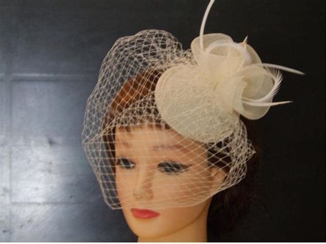 White Ivory Birdcage Veil Hat Fascinator Weddings Race Royal Ascot