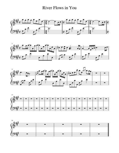 The original amateur interpretation of a tune. River Flows in You Sheet music for Piano | Download free in PDF or MIDI | Musescore.com