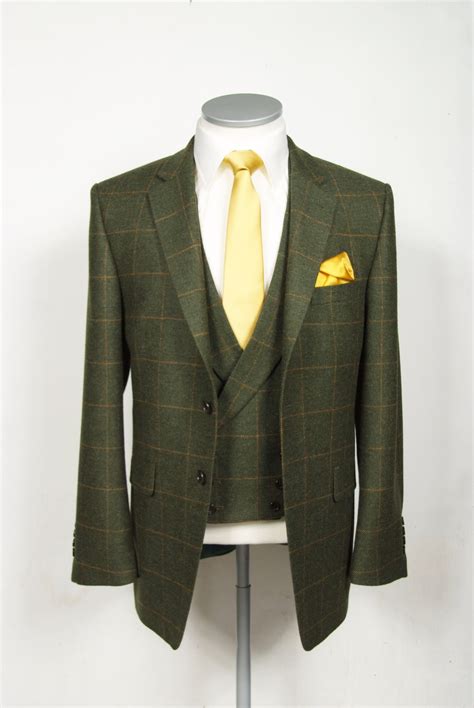 English Tweed Green And Gold Check Vintage Wedding Suit Tweed Wedding