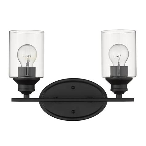 The shades are a glossy, pale aqua. Acclaim Lighting Gemma 2-Light Matte Black Modern Vanity Light IN41451BK | Réno-Dépôt