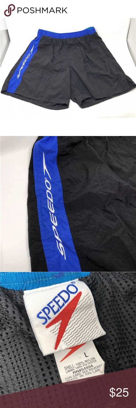 Speedo Vintage 90s Swim Trunks Black Blue Large Speedo Vintage 90s