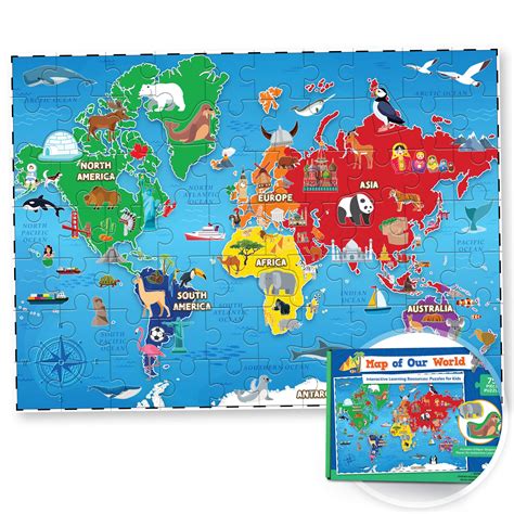 Buy World Puzzle For Kids 75 Piece World Puzzles With Continents