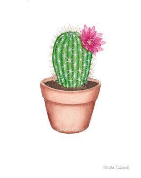 Start date jan 13, 2010. Cactus watercolor art print. Succulent painting. Plant ...